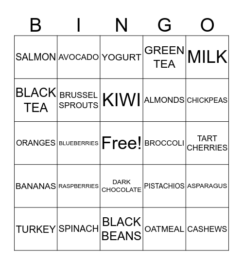 FOOD MOOD  Bingo Card