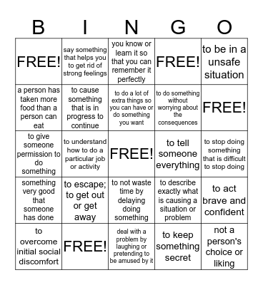 Rags to Riches 1-20 Bingo Card