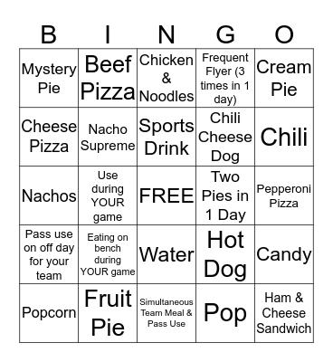 4th Annual Concession Stand BINGO Card