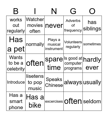 pavo Bingo Card