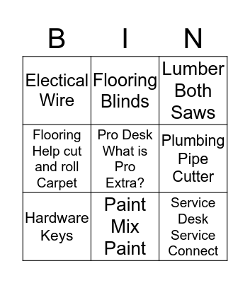HOME DEPOT  Bingo Card