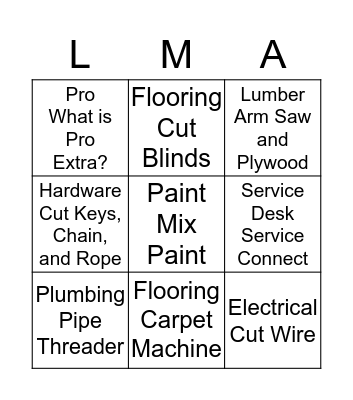HOME DEPOT Bingo Card