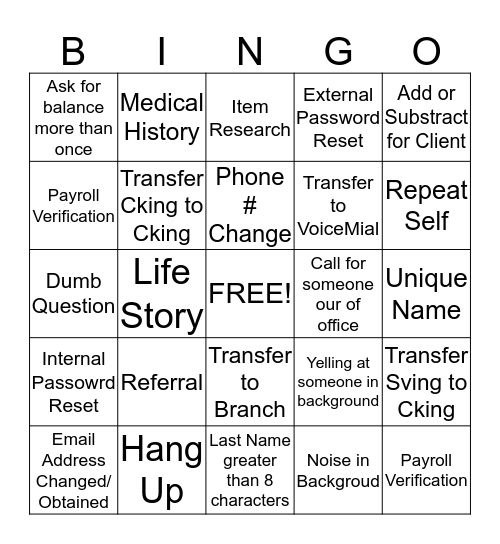 CSC Bingo Card