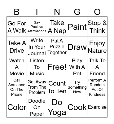 COPING SKILLS Bingo Card