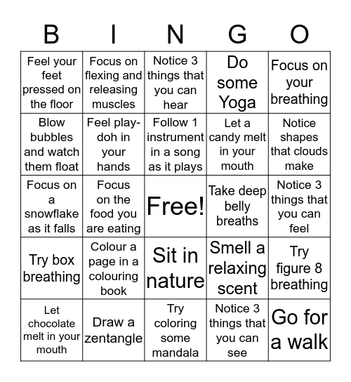 MINDFULNESS BINGO Card