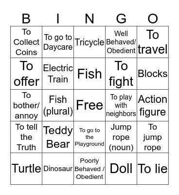 Spanish 1/8/18 Section 4A Bingo Card