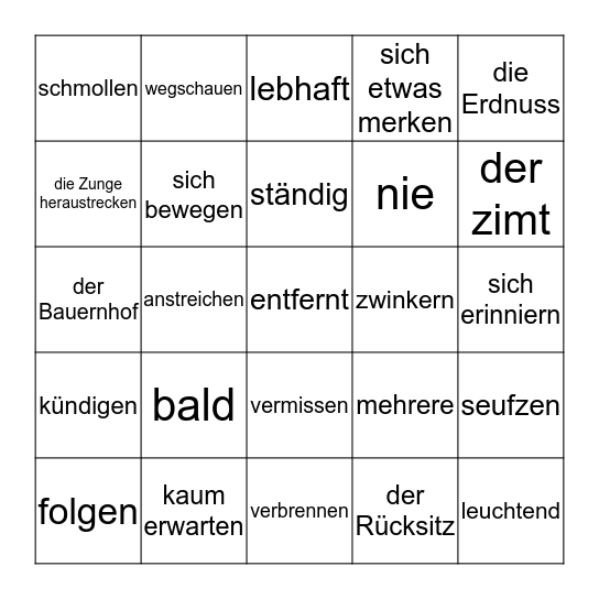 Lindas Traum Kapitel 3 Bingo Card