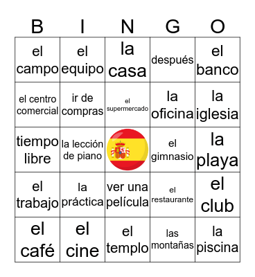 Spanish 1 Chapter 4A Bingo Card