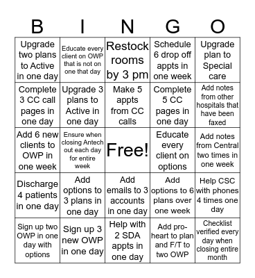 VA Bingo Card