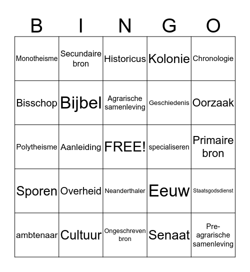 Begrippen Bingo Klas 1 Bingo Card
