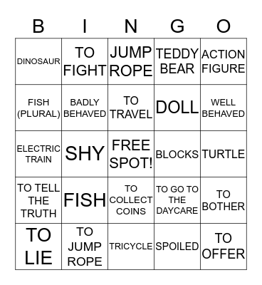 SPAINISH TRASH Bingo Card