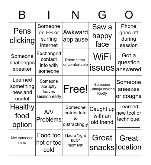 Conference Bingo Card