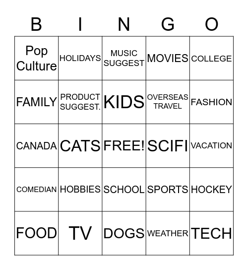 Get to Know your Customers / Personal Connection Bingo Card
