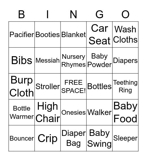 Baby Bingo Card