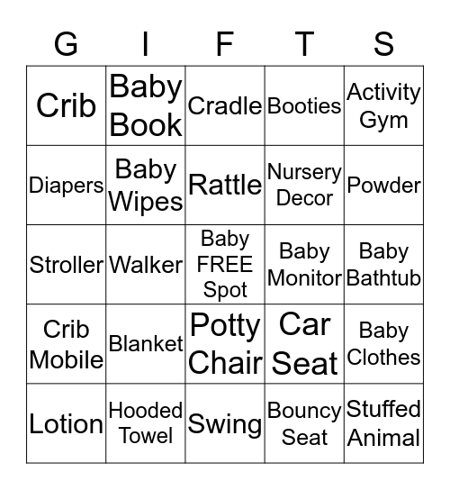 Baby Gift Bingo Card