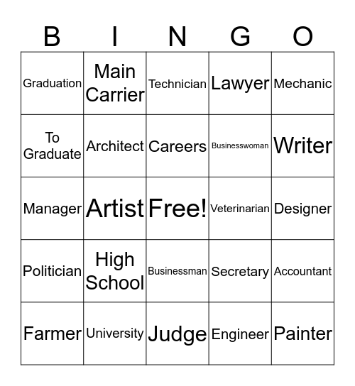 Career Bingo Card