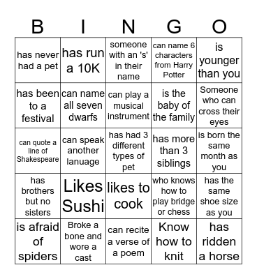 Untitled Bingo Card