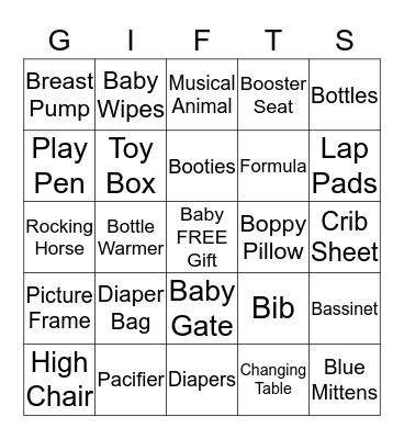 Baby Gift Bingo Card