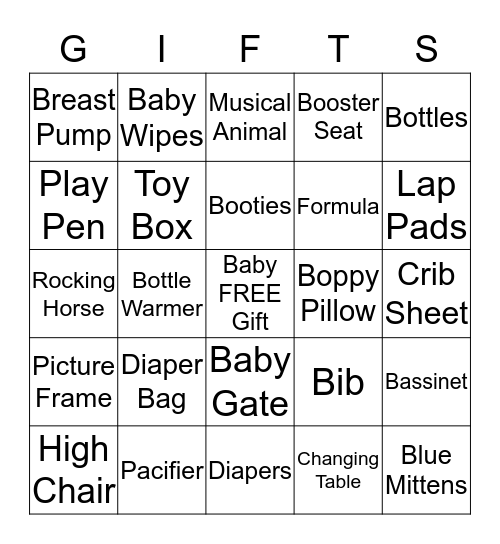 Baby Gift Bingo Card