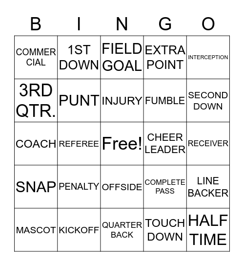 FOOTBALL FEVER Bingo Card