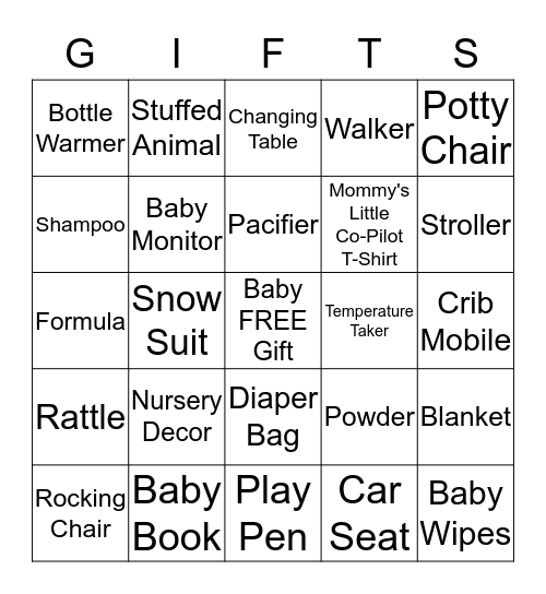 Baby Gift Bingo Card