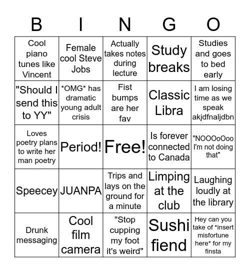 Lara Bingo Card