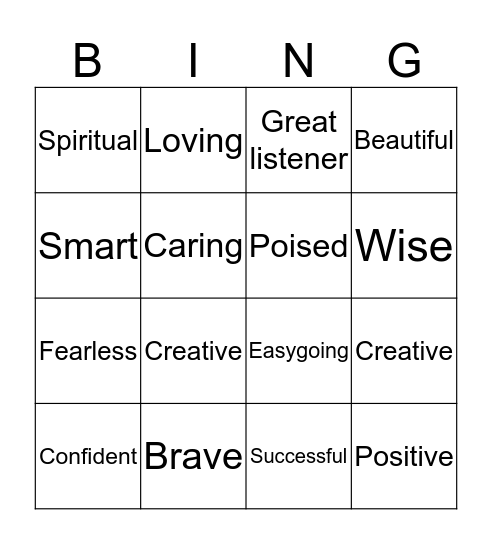 Feel Good Bingo Card