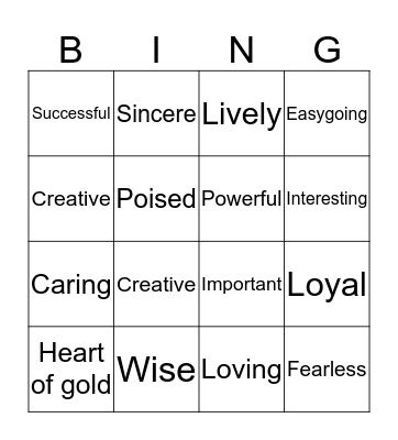 Feel Good Bingo Card