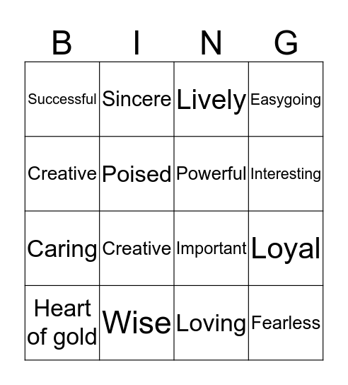Feel Good Bingo Card