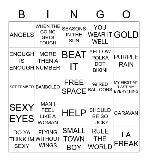 HITS 59 Bingo Card