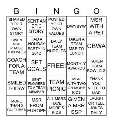 ENCOURAGE THE HEART BINGO Card