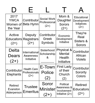 ENSA BINGO 2018  Bingo Card