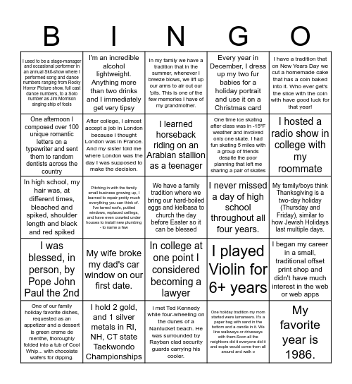 How well do you know the UX team? Bingo Card