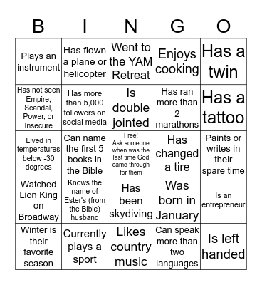 Get Connected  Bingo Card