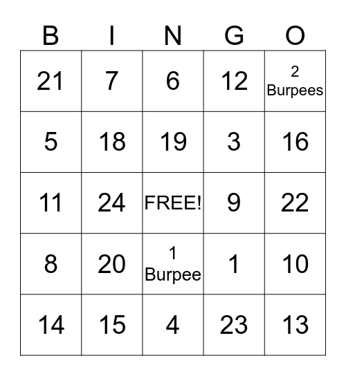 Fitness Bingo! Bingo Card