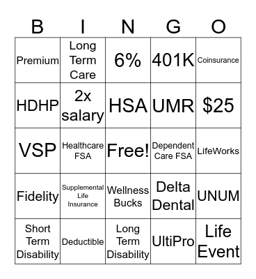 Benefits BINGO Card