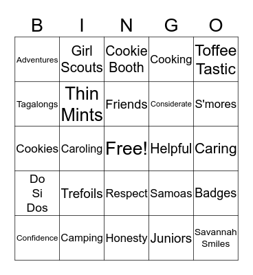 Girl Scout Bingo Card