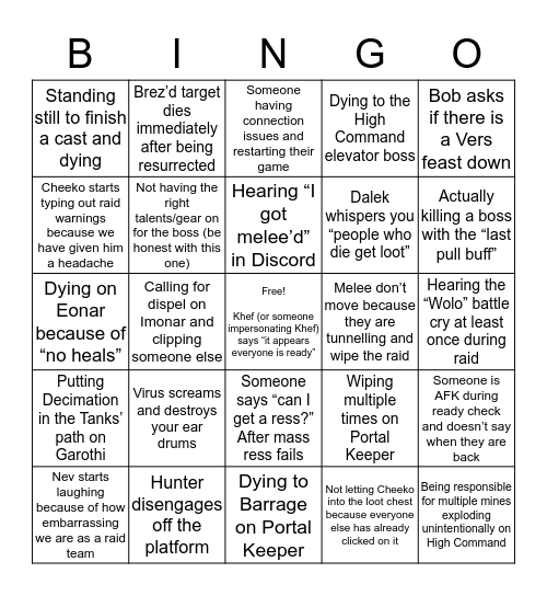 Sadistic Raid Bingo! Bingo Card