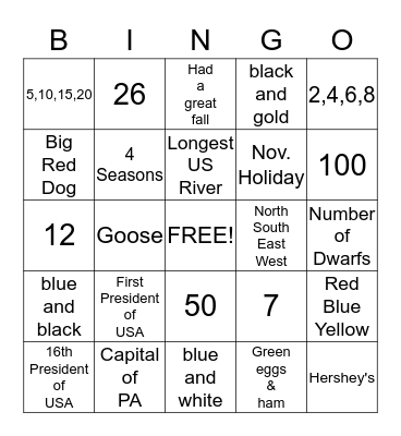 Back to School BINGO Card