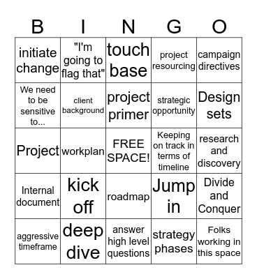 Forum One Lingo Bingo Card