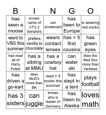 KOWS Bingo Card