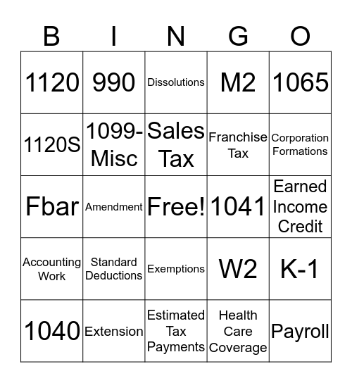 Porter & Company Bingo Card