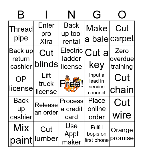 Home Depot 6503 Cross-Training Bingo Card