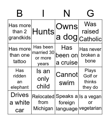 Find Someone Who Bingo Card