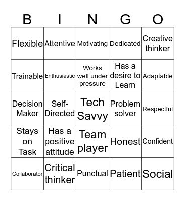 Work Maturity Skills Bingo Card