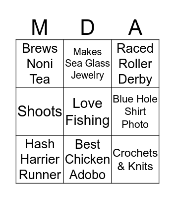 Name that Person Bingo Card