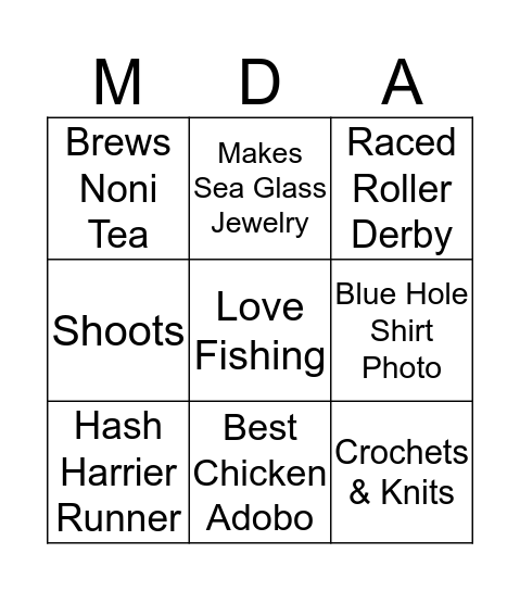 Name that Person Bingo Card