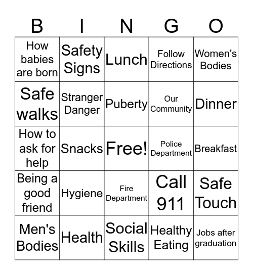 Our Semester- What are we going to learn Bingo Card