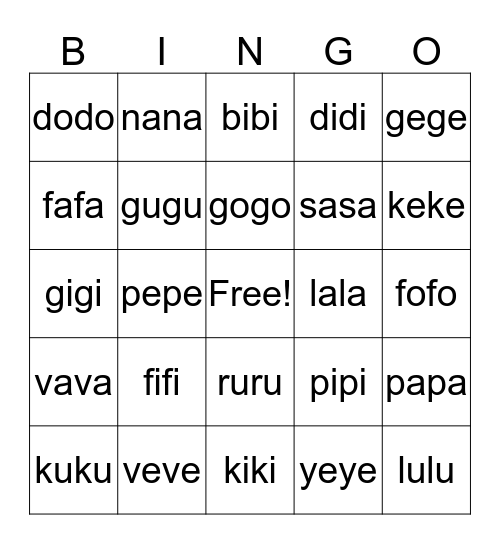 SILABAS Bingo Card
