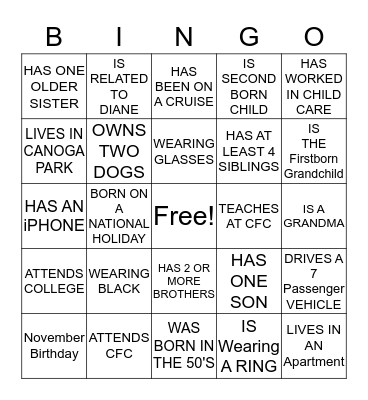 Signature Bingo Card